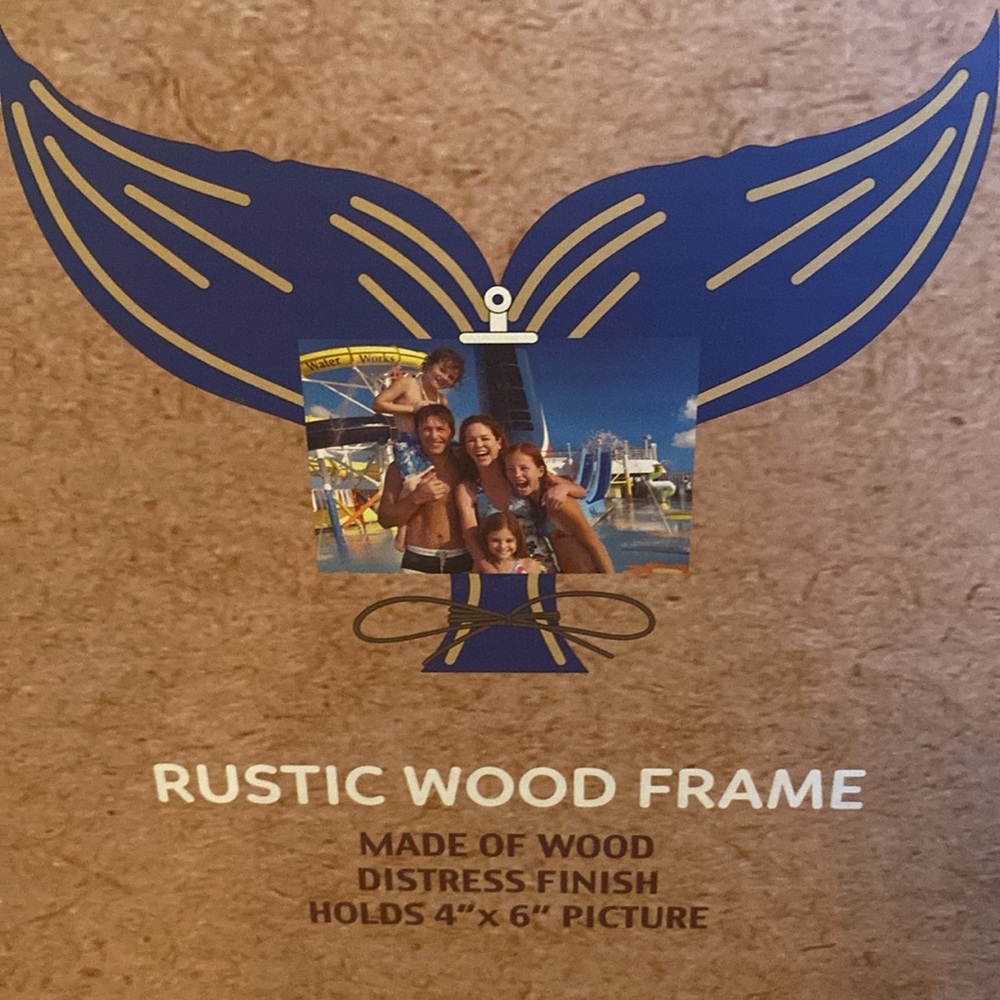 Carnival cruise Rustic Wood memory picture souvenir Frame blue whale tale